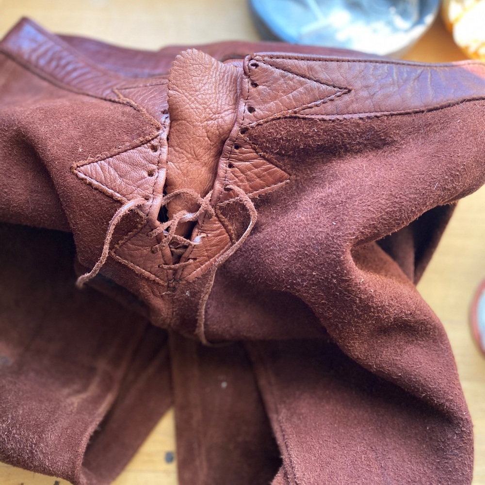 red|Brown ~native style~ lace up, Vintage pants
